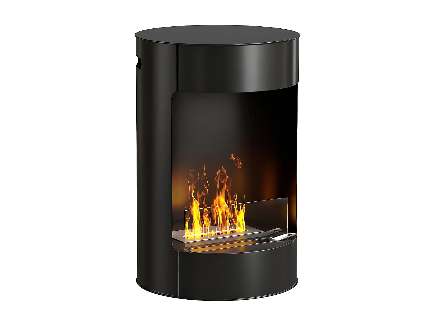Cheminée éthanol - cheminée bioéthanol design cylindrique - réservoir 0,9L dia. 32 x H.55 cm acier noir