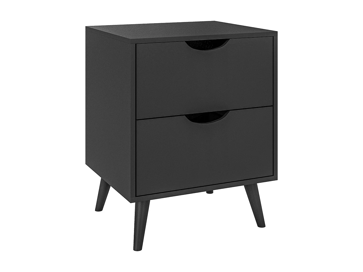 Chevet 2 tiroirs table de nuit style nordique dim. 40 x 35 x 50,5 cm noir