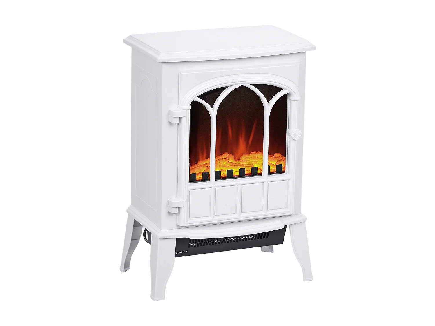 Cheminée électrique poêle style rétro 1000-2000 W simulation flammes LED porte blanc