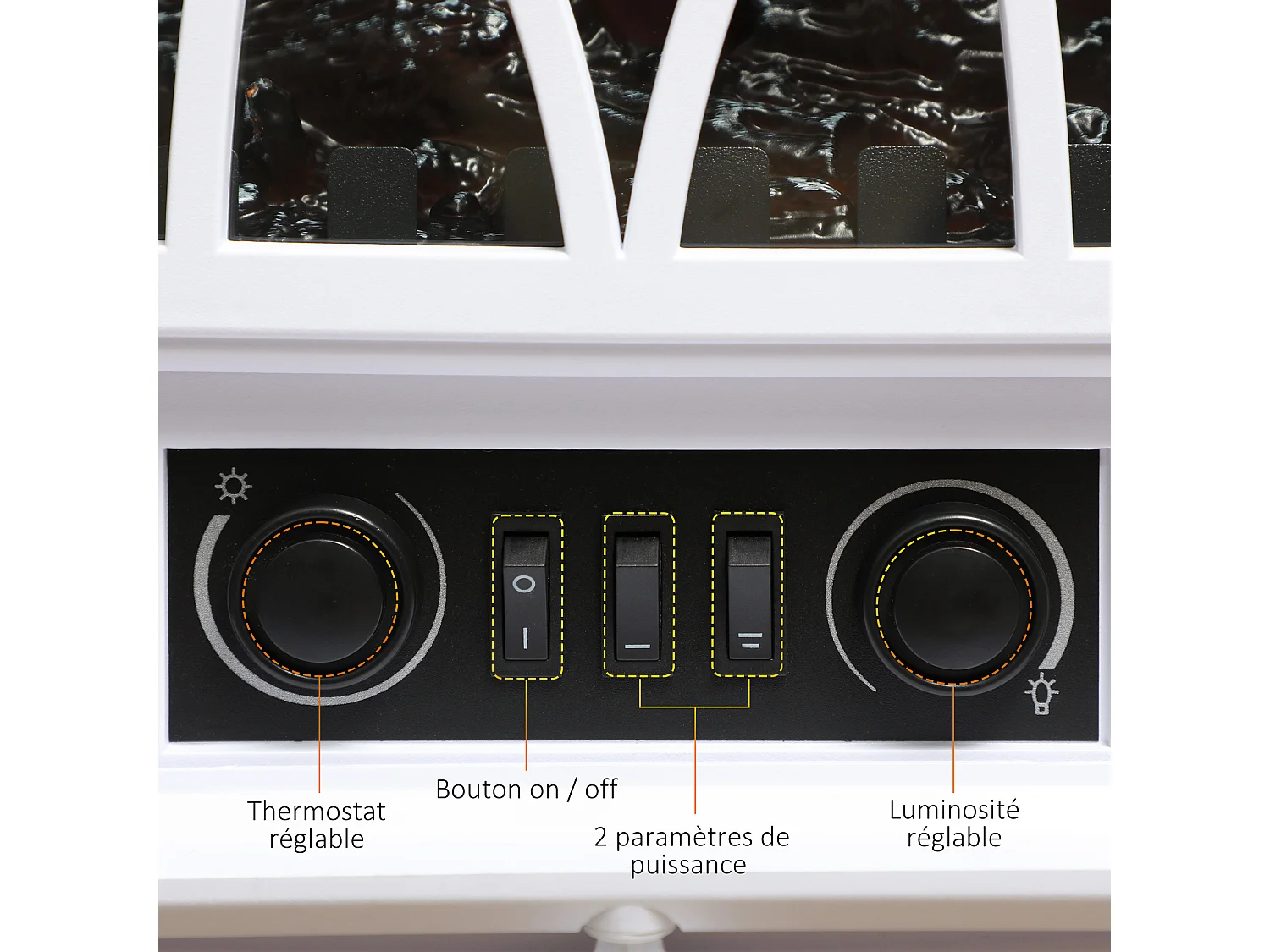 Cheminée électrique poêle style rétro thermostat 1000-2000 W blanc
