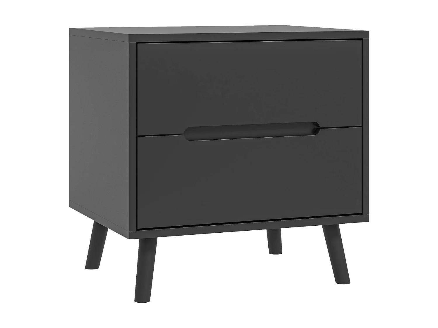 Chevet 2 tiroirs table de nuit style nordique dim. 50 x 40 x 50,5 cm noir