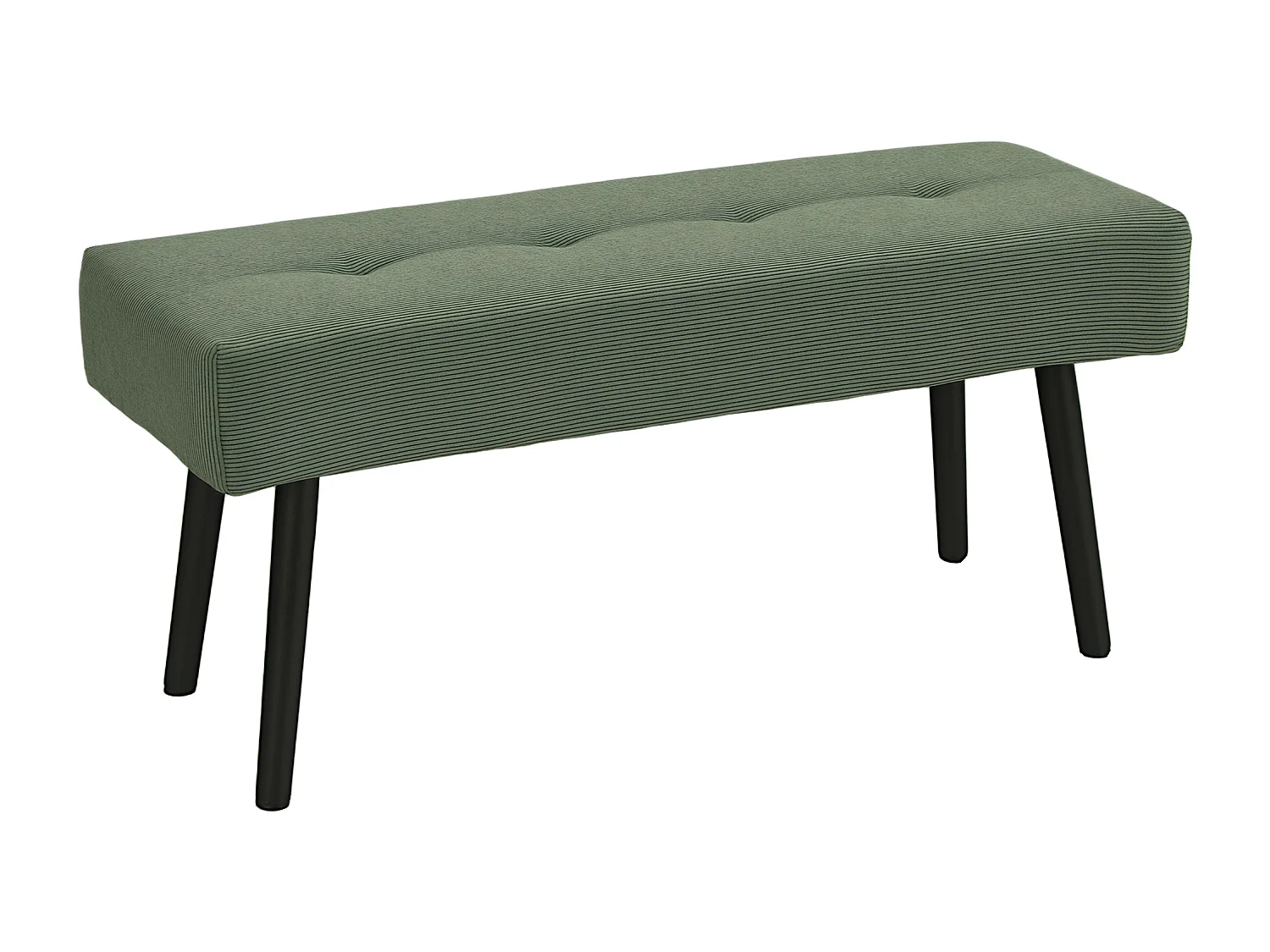 Banquette bout de lit velours côtelé design dim. 100 x 36 x 45 cm acier noir tissu vert