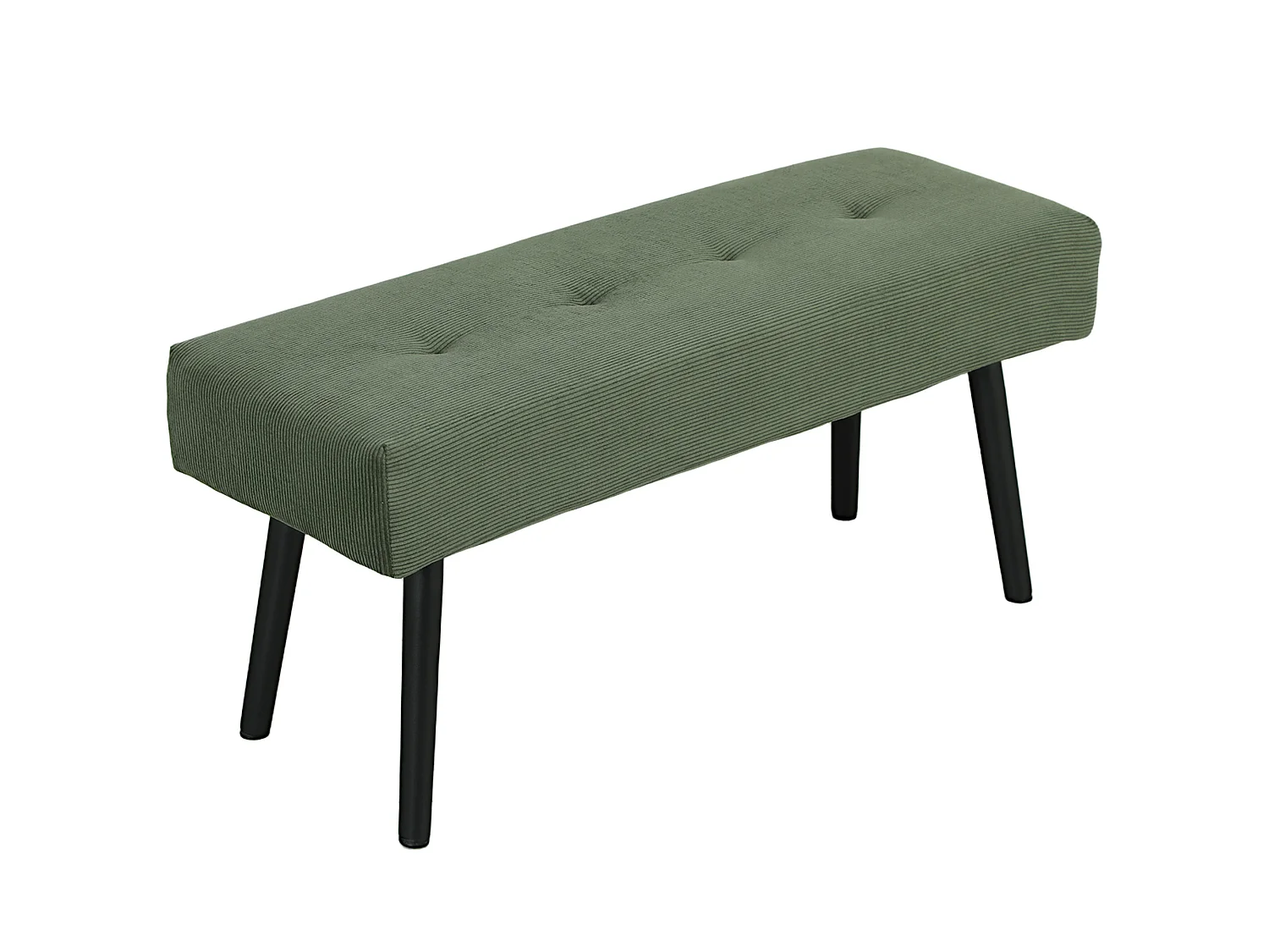 Banquette bout de lit velours côtelé design dim. 100 x 36 x 45 cm acier noir tissu vert