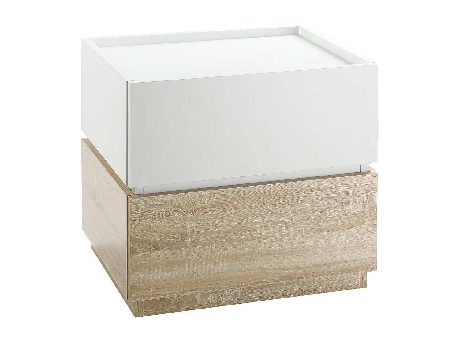 Chevet table de nuit modulable empilable - 2 tiroirs - dim. 50L x 40l x 47,5H cm - blanc aspect chêne clair