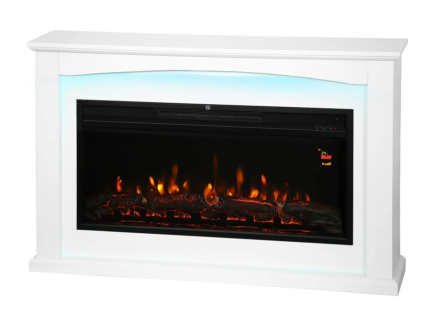 Cheminée électrique design LED multicolore grande taille 121 x 25 x 77 cm 2000W télécommande blanc