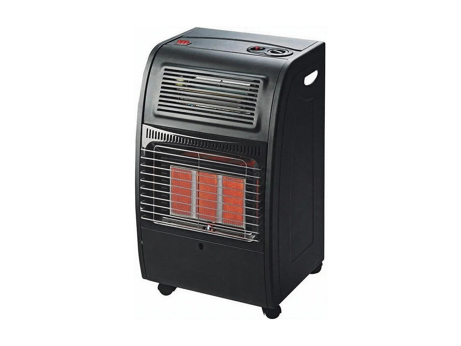 Stufa Catalitica a Gas GPL 4200 W Con Infrarossi Ventilata Turbo 1500 W Ambienti Fino A 80 m² 3 Livelli di Potenza con Antiribaltamento Con Ruote Nero