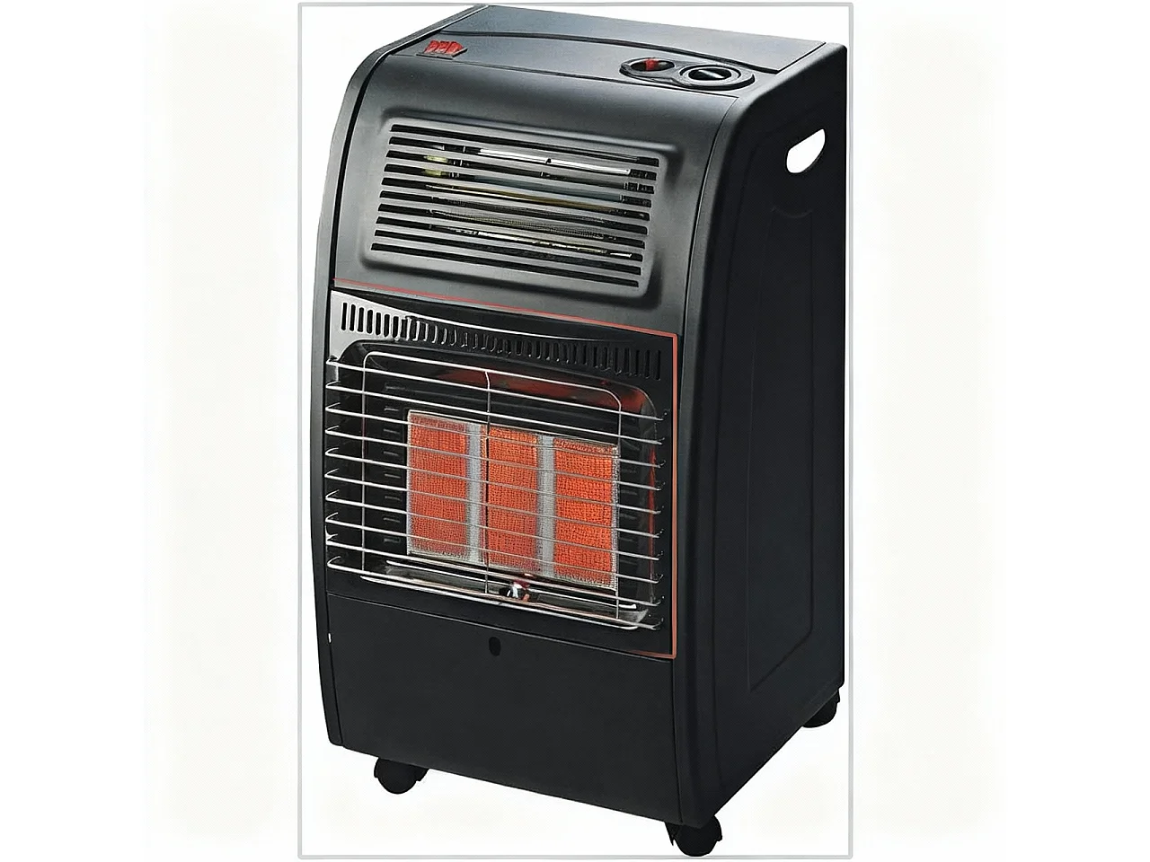 Stufa Catalitica a Gas GPL 4200 W Con Infrarossi Ventilata Turbo 1500 W Ambienti Fino A 80 m² 3 Livelli di Potenza con Antiribaltamento Con Ruote Nero