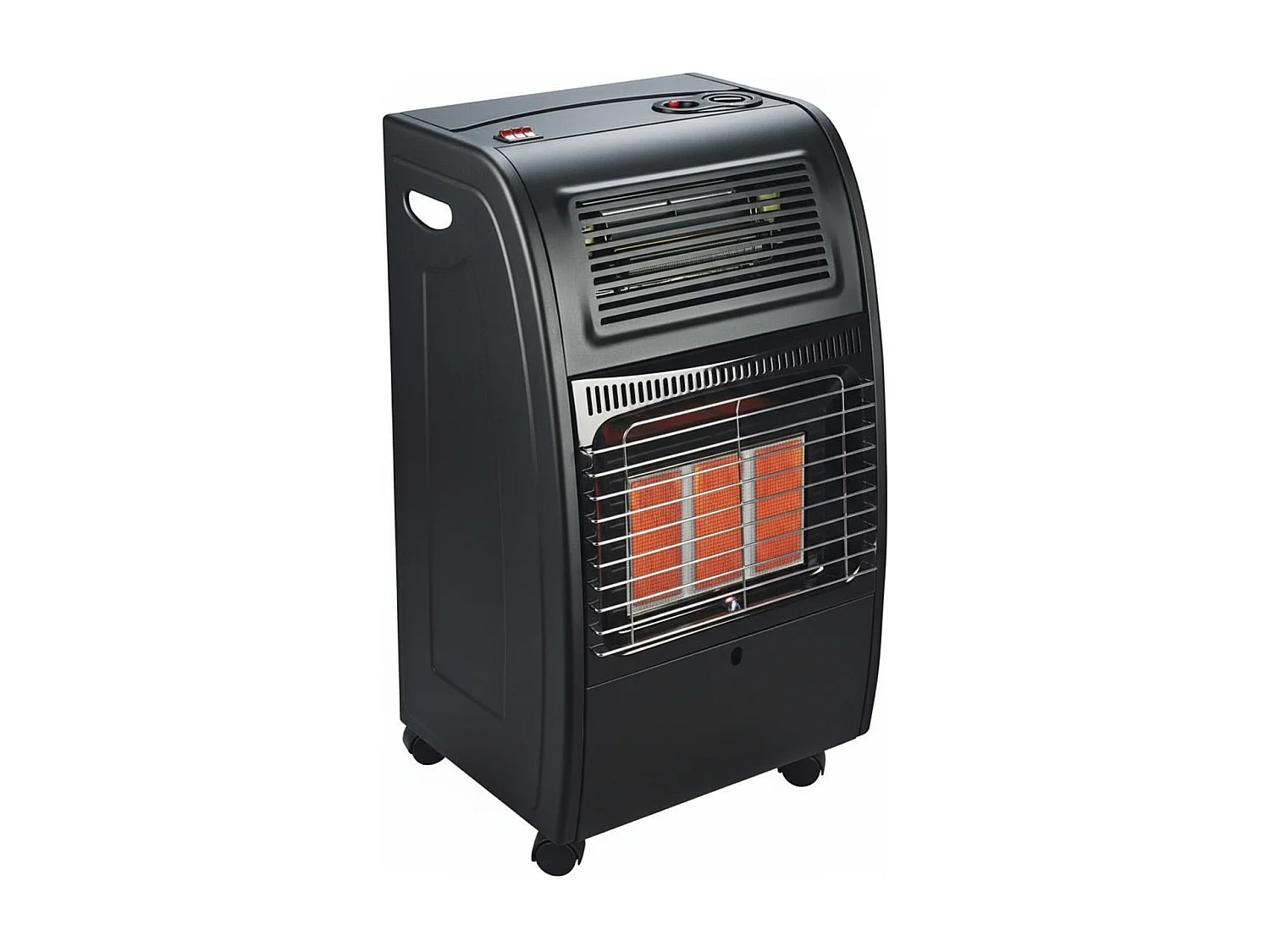 Stufa Catalitica a Gas GPL 4200 W Con Infrarossi Ventilata Turbo 1500 W Ambienti Fino A 80 m² 3 Livelli di Potenza con Antiribaltamento Con Ruote Nero