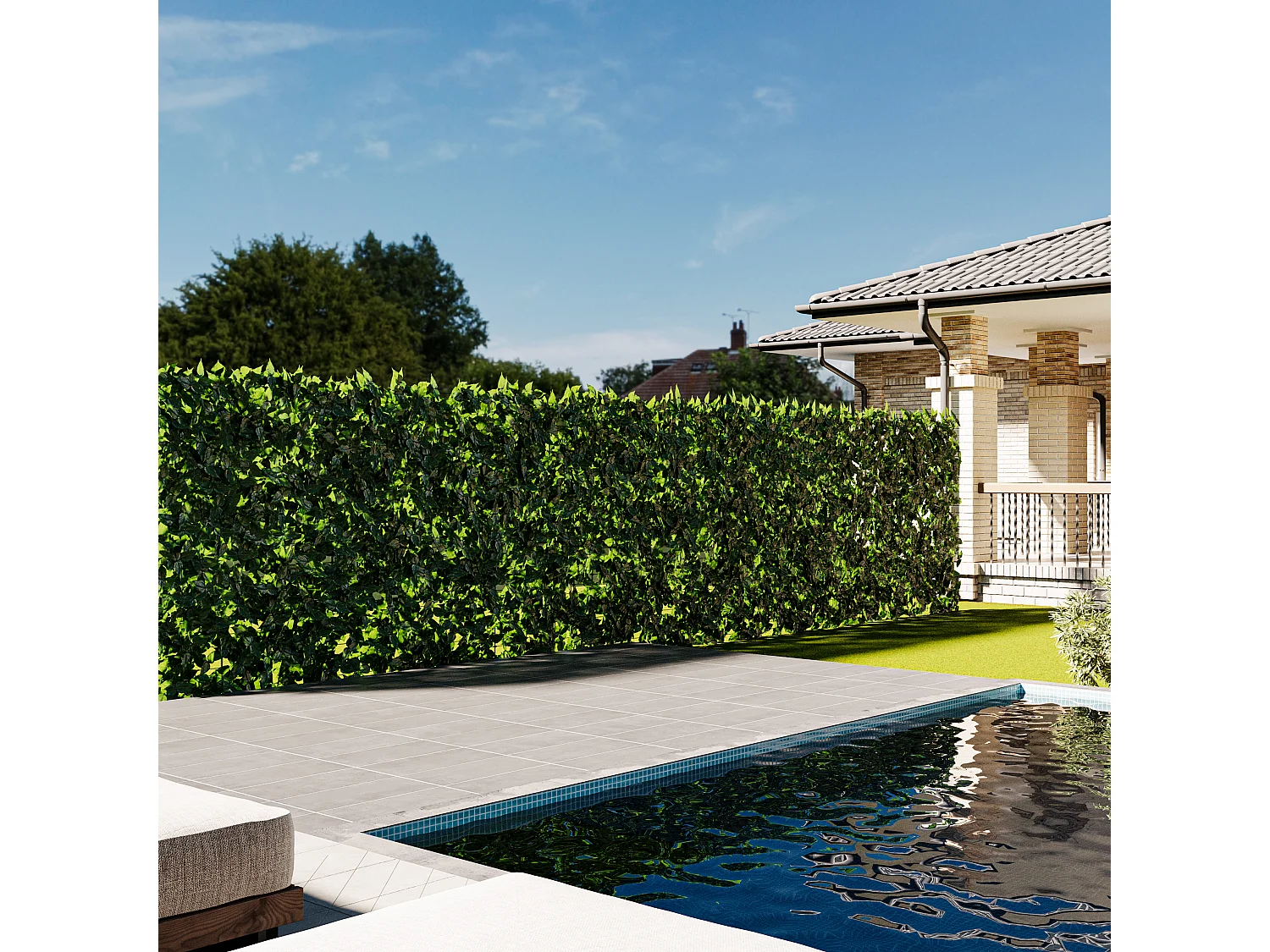 Siepe Finta Artificiale Ultra Coprente Anticaduta Rotolo Rete Frangivista Frangivento Ornamentale Foglia Edera Sintetica Per Ringhiera 1.5x6 mt