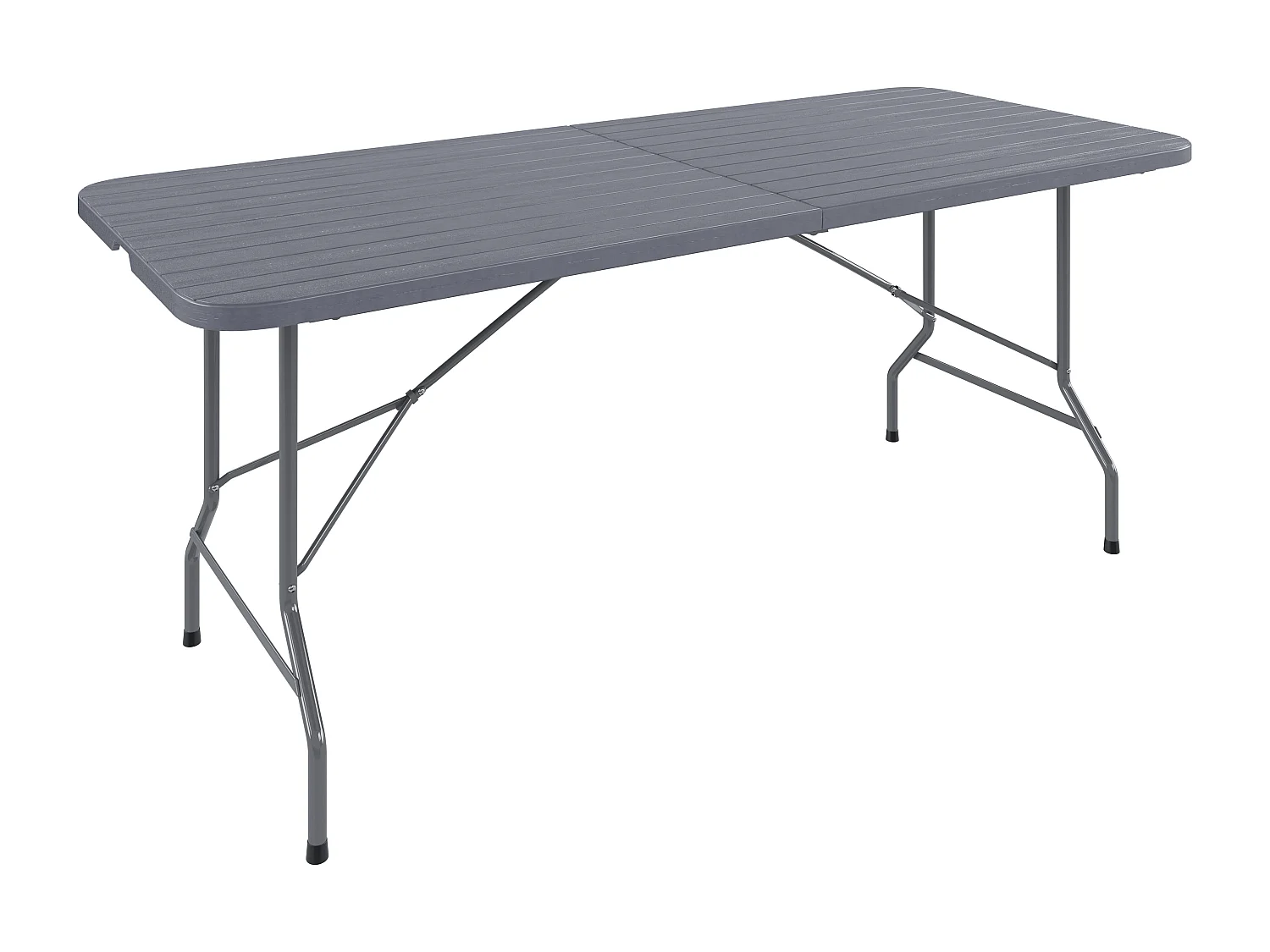 Tavolo Tavolino Pieghevole In Dura Resina Effetto Legno Set Birreria Facile Trasporto Con Maniglie Giardino Campeggio Terrazzo Fiere 180 x 74 x 74 cm Grigio Scuro