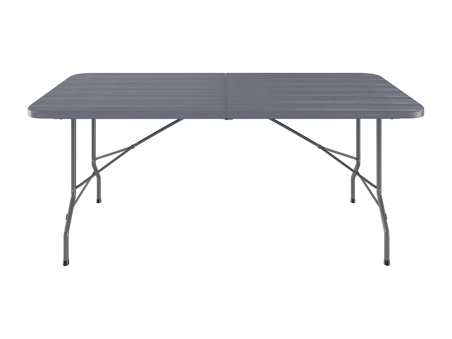 Tavolo Tavolino Pieghevole In Dura Resina Effetto Legno Set Birreria Facile Trasporto Con Maniglie Giardino Campeggio Terrazzo Fiere 180 x 74 x 74 cm Grigio Scuro