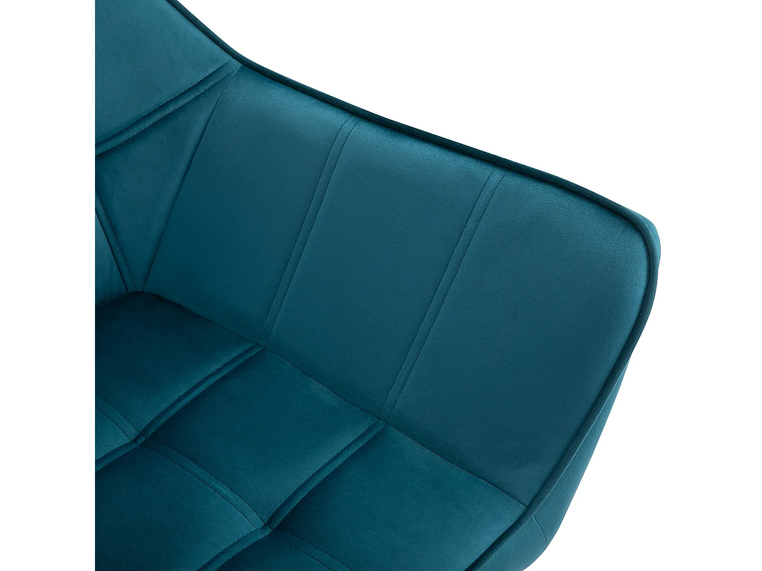 Fauteuil salon design scandinave piètement bois hévéa velours effet capitonné bleu canard