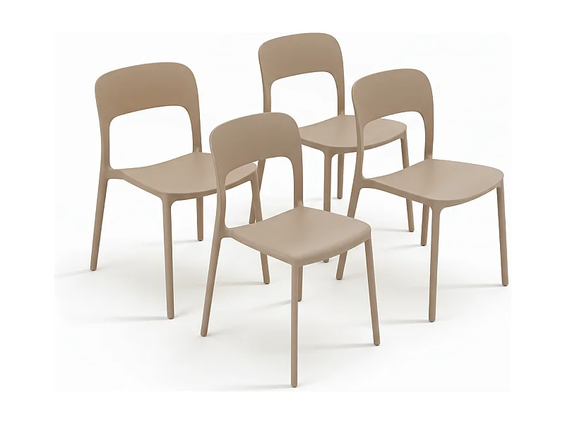 Set 4 Sedie Da Giardino In Polipropilene Impilabili Leggere E Resistenti Ideali Per Esterni Terrazze Giardini Bar Dehors Ristoranti 41 x 82,5 x 52 cm Tortora