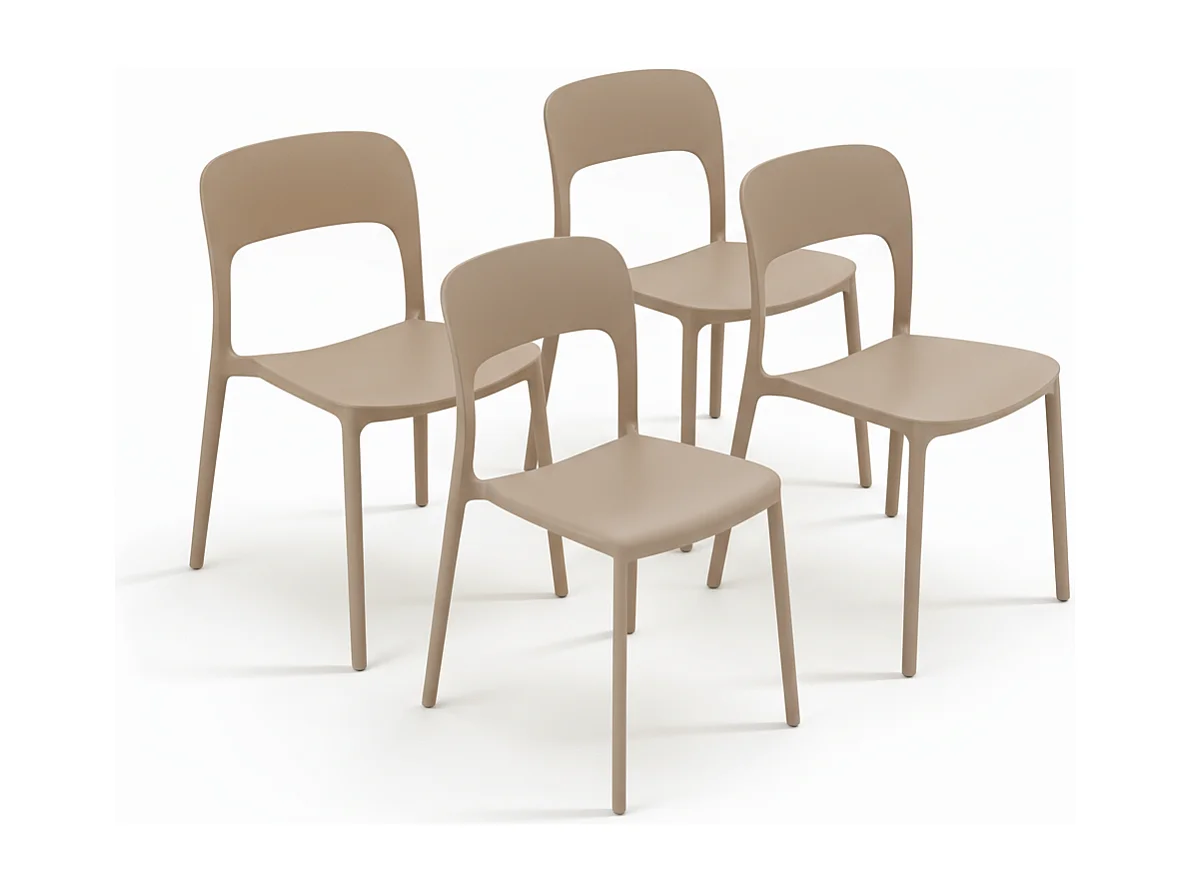 Set 4 Sedie Da Giardino In Polipropilene Impilabili Leggere E Resistenti Ideali Per Esterni Terrazze Giardini Bar Dehors Ristoranti 41 x 82,5 x 52 cm Tortora