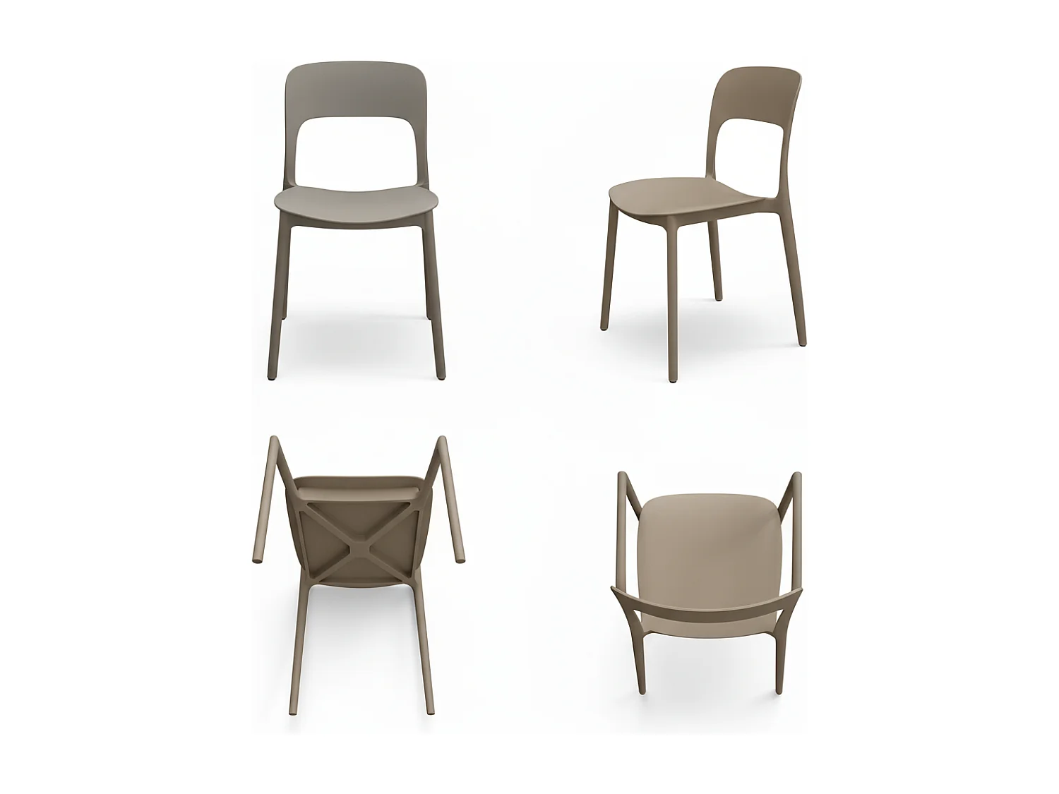 Set 4 Sedie Da Giardino In Polipropilene Impilabili Leggere E Resistenti Ideali Per Esterni Terrazze Giardini Bar Dehors Ristoranti 41 x 82,5 x 52 cm Tortora