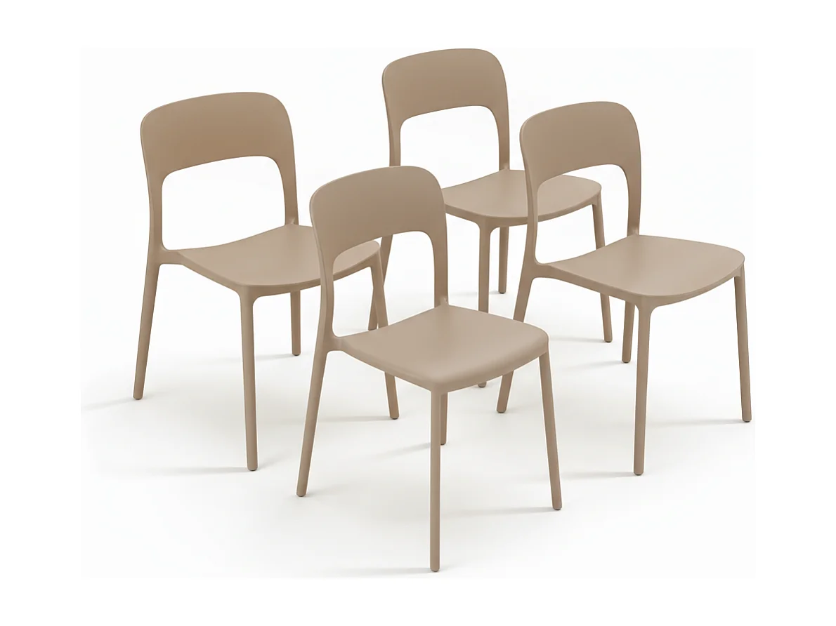 Set 4 Sedie Da Giardino In Polipropilene Impilabili Leggere E Resistenti Ideali Per Esterni Terrazze Giardini Bar Dehors Ristoranti 41 x 82,5 x 52 cm Tortora