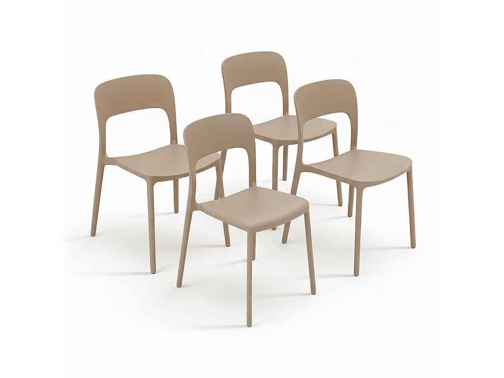 Set 4 Sedie Da Giardino In Polipropilene Impilabili Leggere E Resistenti Ideali Per Esterni Terrazze Giardini Bar Dehors Ristoranti 41 x 82,5 x 52 cm Tortora
