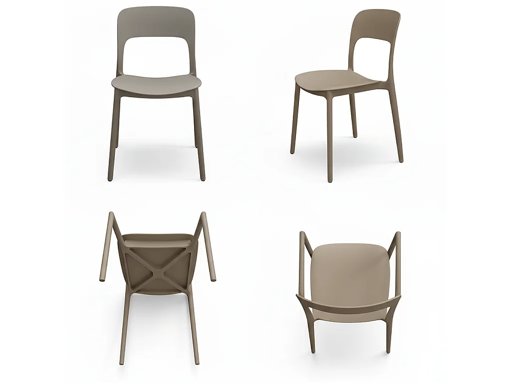 Set 4 Sedie Da Giardino In Polipropilene Impilabili Leggere E Resistenti Ideali Per Esterni Terrazze Giardini Bar Dehors Ristoranti 41 x 82,5 x 52 cm Tortora