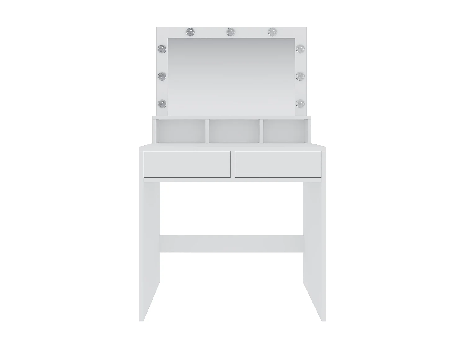 Toeletta Tavolino Da Trucco Tavolo Con 9 Luci LED Con Luminosità Regolabile 2 Cassetti 3 Scomparti Specchio Orizzontale Make Up  40x80x140 Cm Bianco