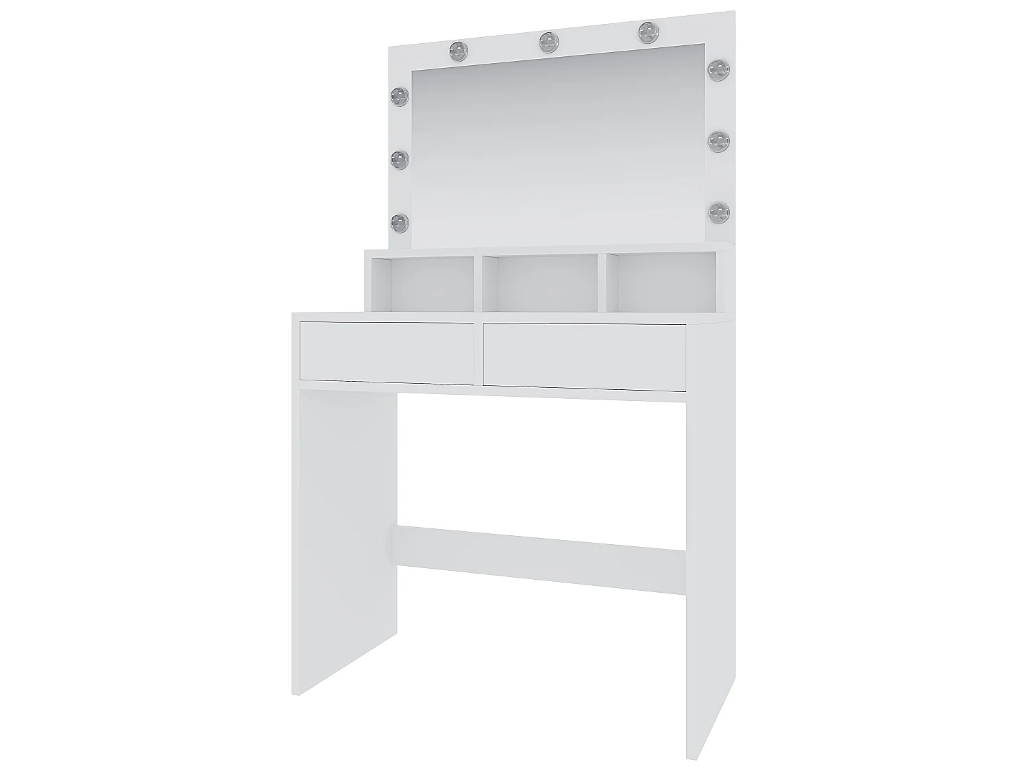 Toeletta Tavolino Da Trucco Tavolo Con 9 Luci LED Con Luminosità Regolabile 2 Cassetti 3 Scomparti Specchio Orizzontale Make Up  40x80x140 Cm Bianco