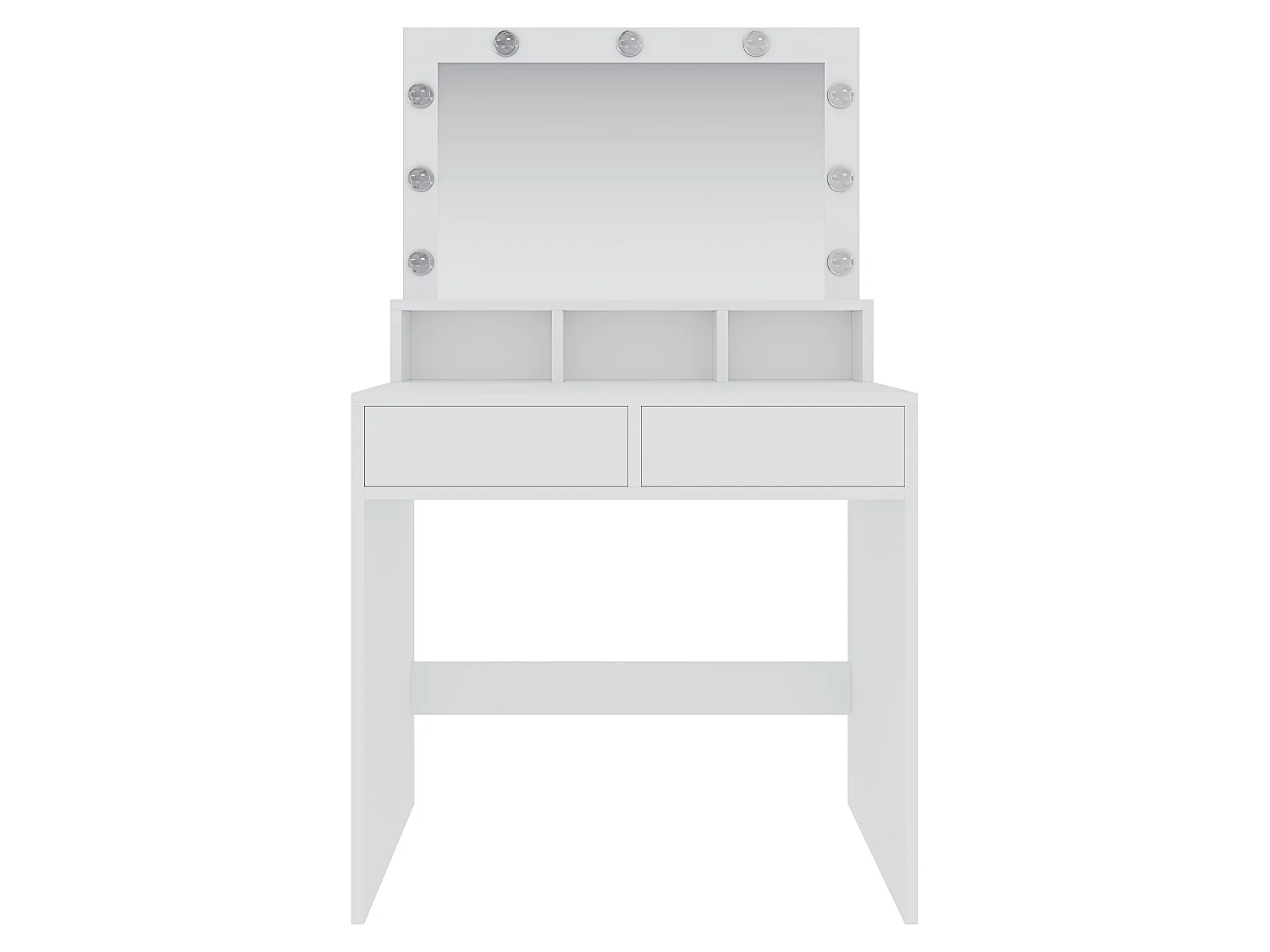 Toeletta Tavolino Da Trucco Tavolo Con 9 Luci LED Con Luminosità Regolabile 2 Cassetti 3 Scomparti Specchio Orizzontale Make Up  40x80x140 Cm Bianco