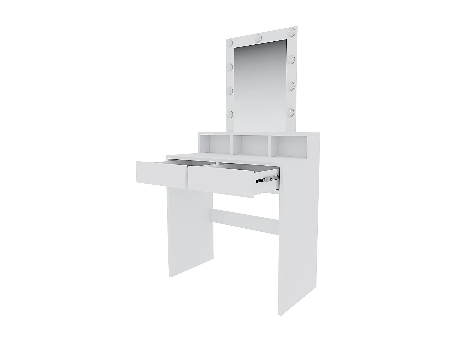 Toeletta Tavolino Da Trucco Tavolo Con 9 Luci LED Luminosità Regolabile Specchio 2 Cassetti 3 Scomparti Giorno Postazione Make Up 40x80x145 Cm Bianco