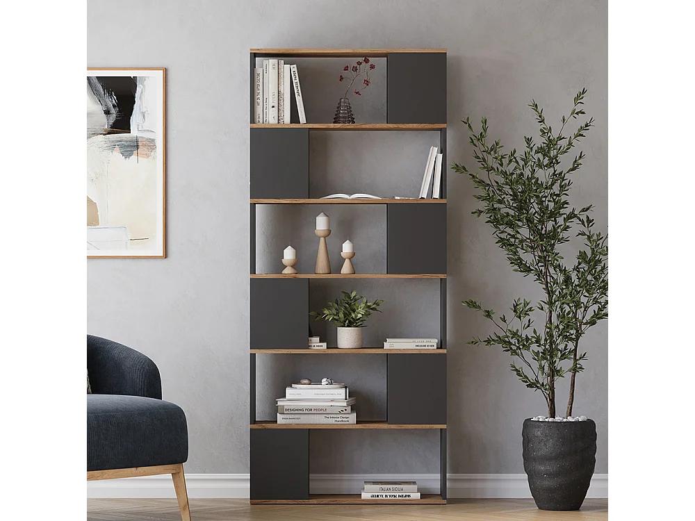 Rozdzielacz pokoju antracyt/złoty dąb 80x24x186 eneos