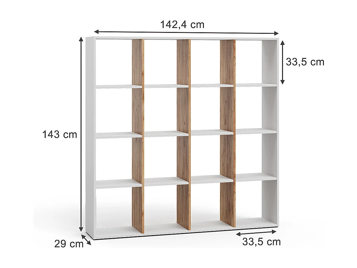 Meuble de rangement cube chêne blanc/force de lor 142.4x29x143 karree