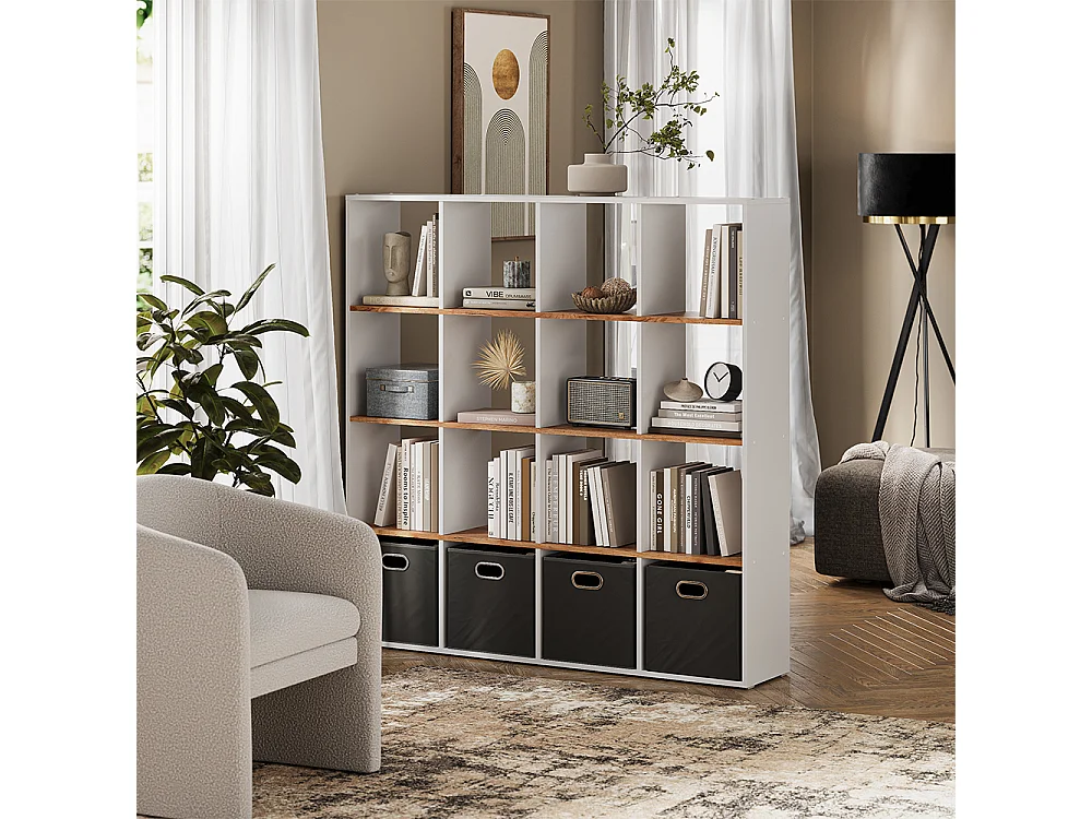 Meuble de rangement cube chêne blanc/force de lor 142.4x29x143 karree