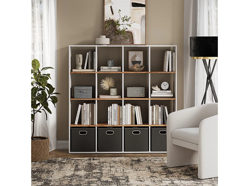 Meuble de rangement cube chêne blanc/force de lor 142.4x29x143 karree