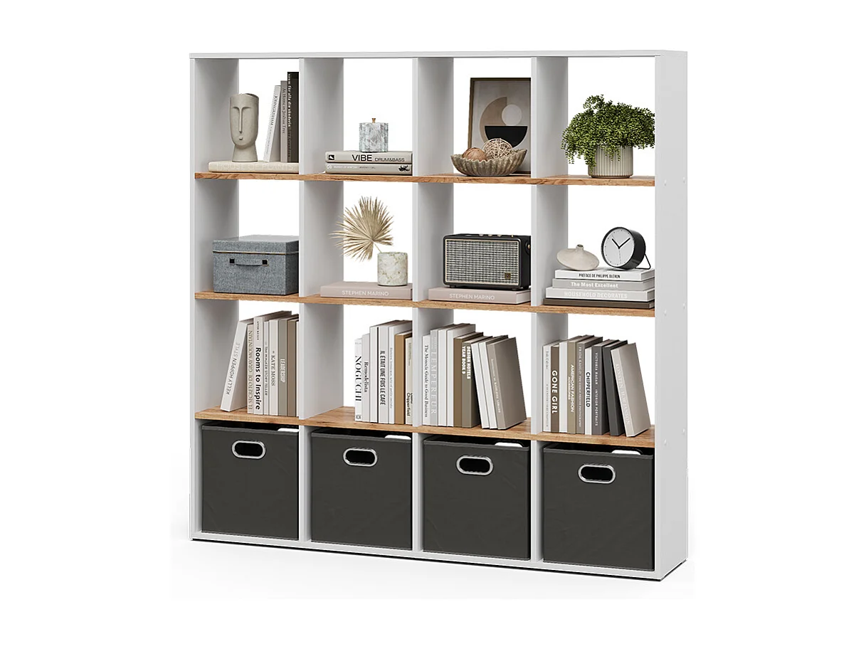 Meuble de rangement cube chêne blanc/force de lor 142.4x29x143 karree