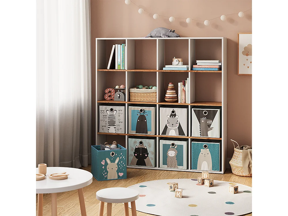 Meuble de rangement cube chêne blanc/force de lor 142.4x29x143 karree