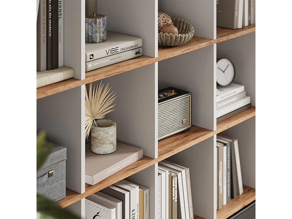 Meuble de rangement cube chêne blanc/force de lor 142.4x29x143 karree