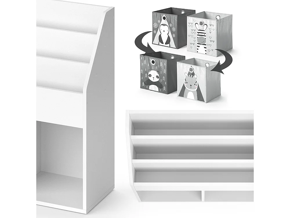 Bibliothèque enfant blanc 72x30.7x79 luigi