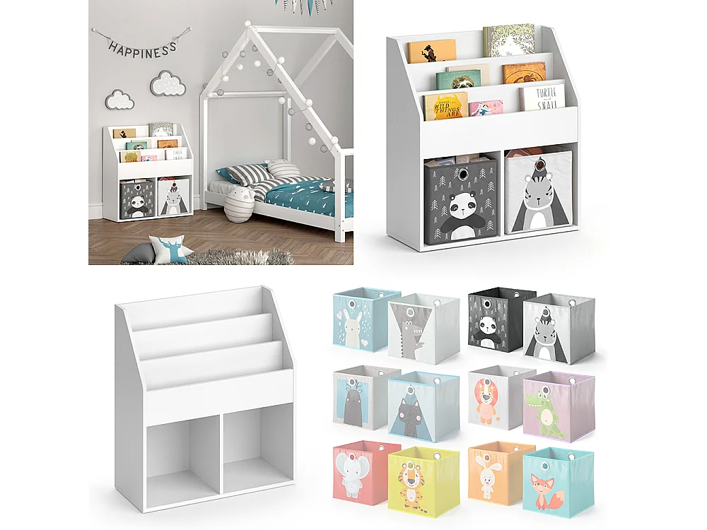 Bibliothèque enfant blanc 72x30.7x79 luigi