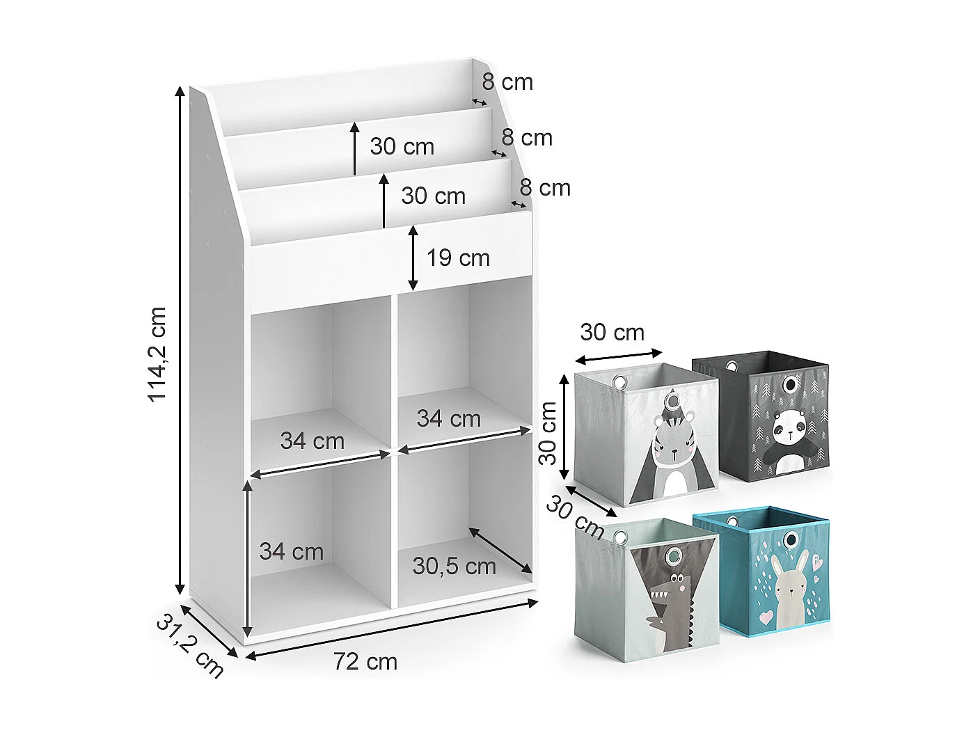 Kinderregal weiß 72x31.2x114.2 luigi
