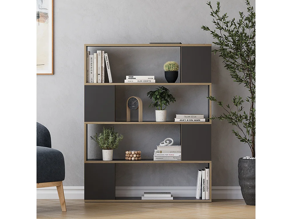 Séparation de pièce anthracite/chêne 100x24x124.5 eneos