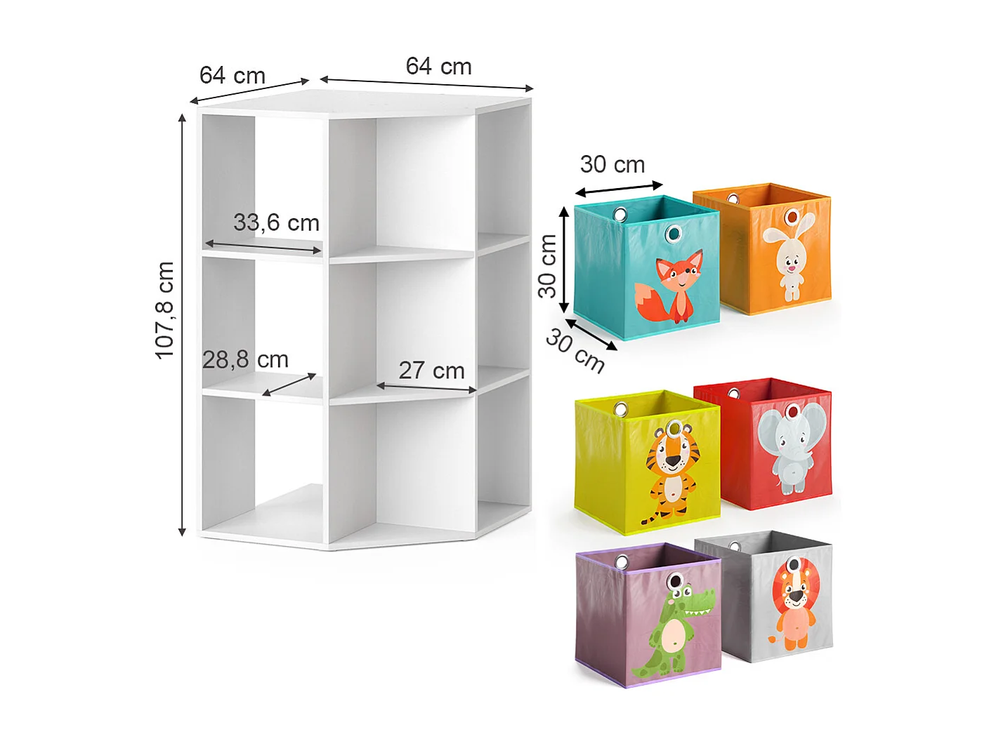 Libreria bambini bianco 64x64x107.8 luigi