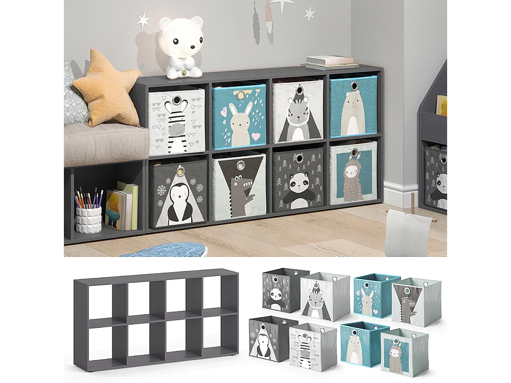 Bibliothèque enfant gris 143x29x72 scutum