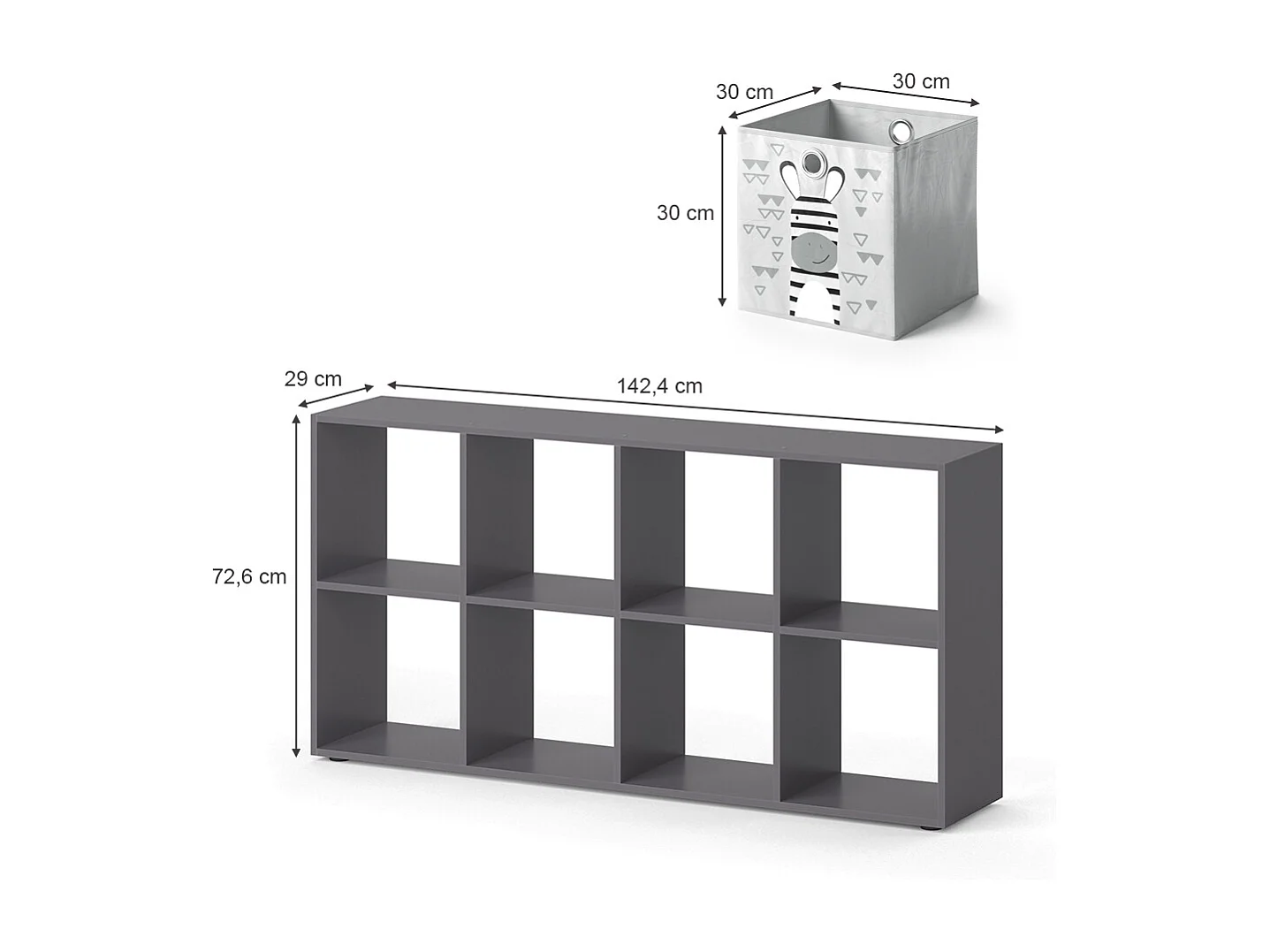 Bibliothèque enfant gris 143x29x72 scutum
