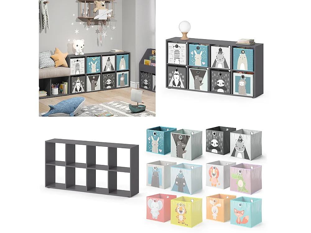 Bibliothèque enfant gris 143x29x72 scutum