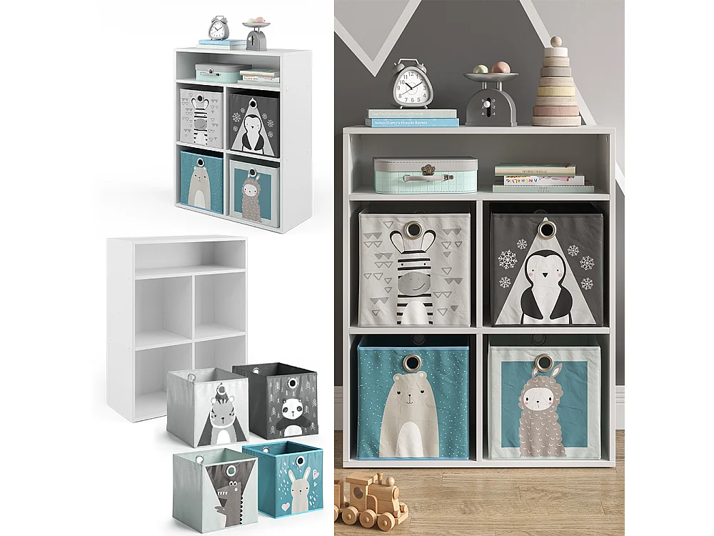 Bibliothèque enfant blanc 72x30.6x90.2 luigi