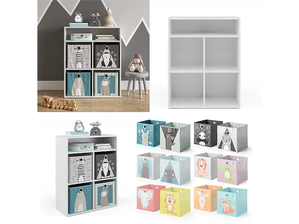 Bibliothèque enfant blanc 72x30.6x90.2 luigi