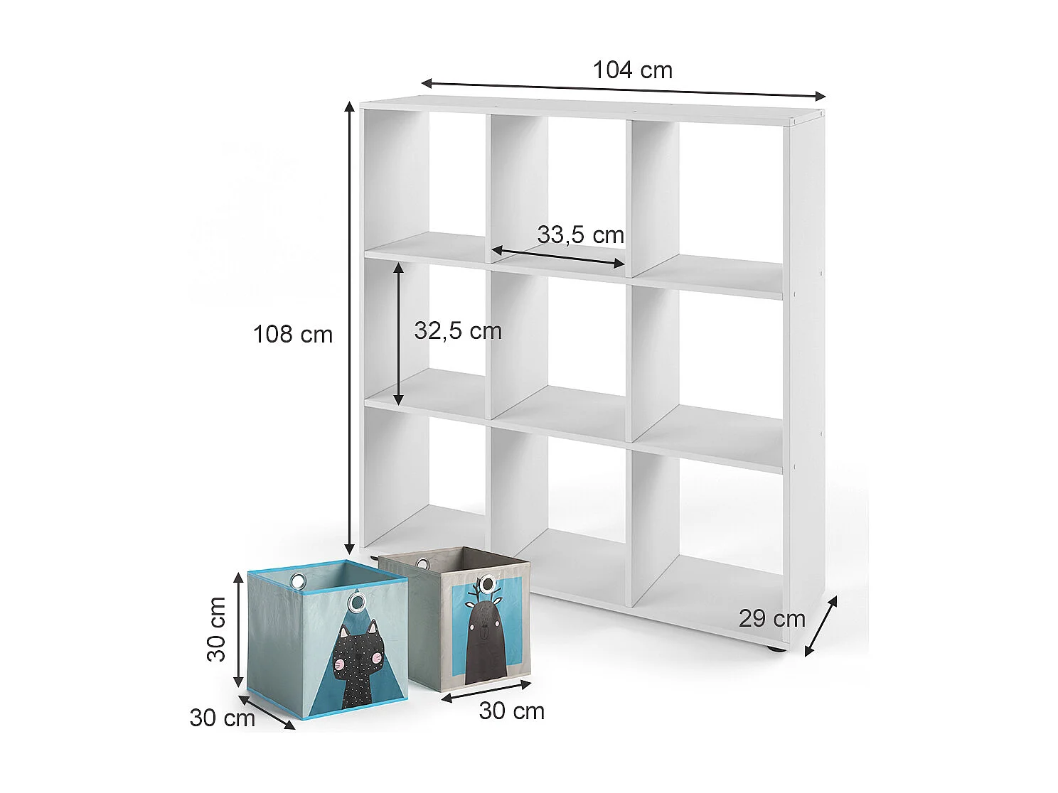 Bibliothèque enfant blanc 104x29x108 nove