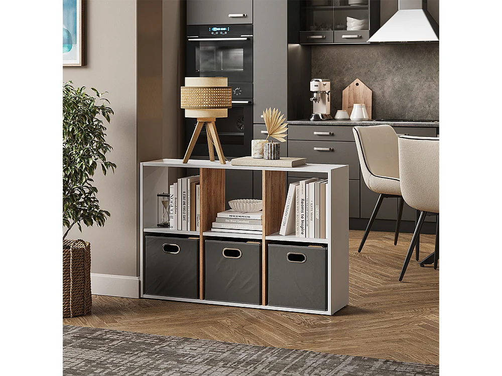 Meuble de rangement cube chêne blanc/force de lor 72x29x107.8 karree