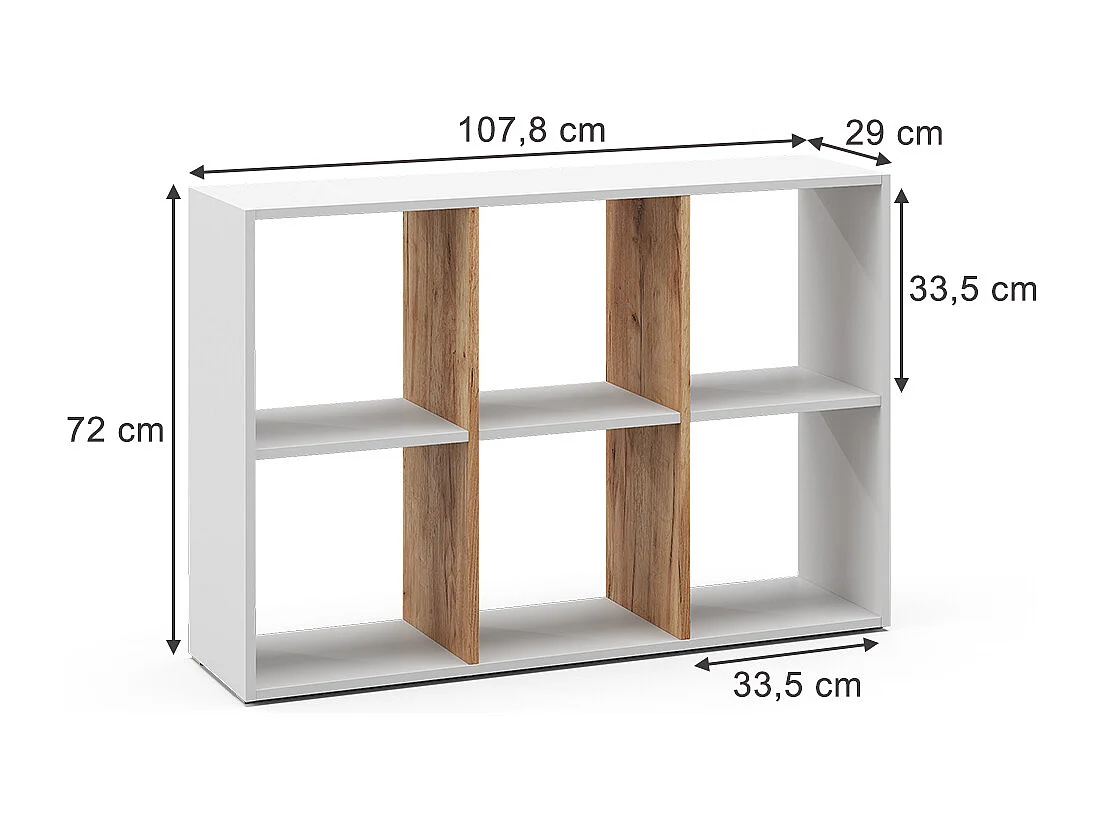 Ruimteverdeler eik wit/goud 72x29x107.8 karree