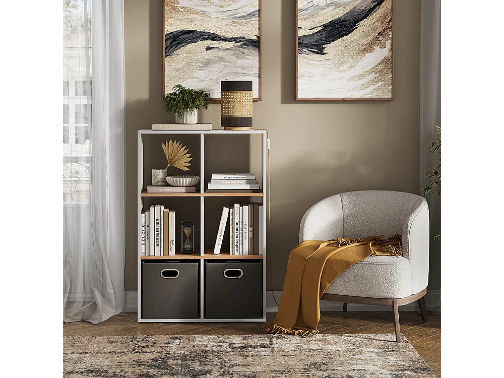 Ruimteverdeler eik wit/goud 72x29x107.8 karree