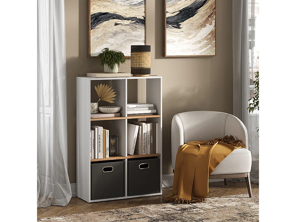 Ruimteverdeler eik wit/goud 72x29x107.8 karree