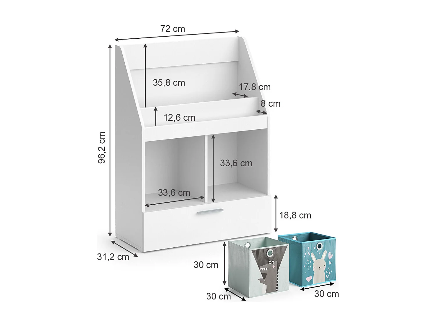 Kinderregal weiß 72x31.2x96.2 luigi