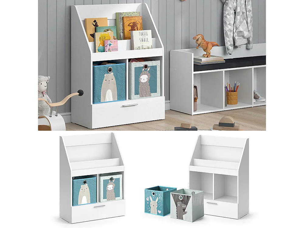 Bibliothèque enfant blanc 72x31.2x96.2 luigi